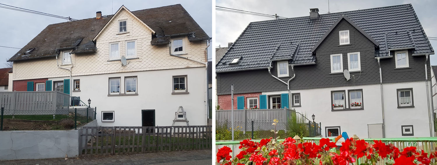 Haus Vergleich vorher / nachher