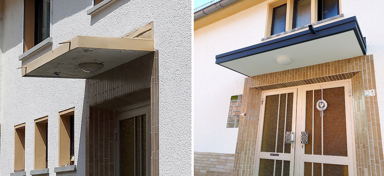 Vordach vorher / nachher